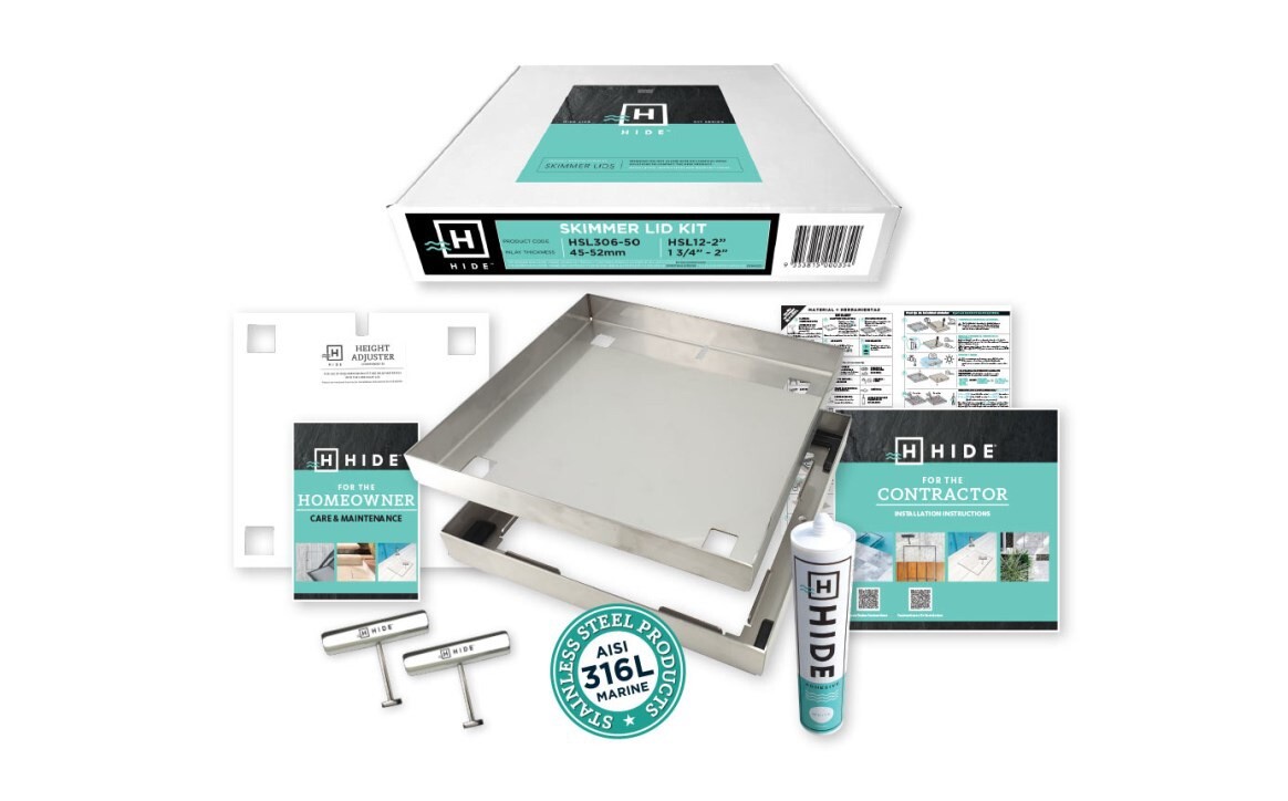 HIDE 12" Skimmer Lid & Access Cover Kit - 2.5" Inlay Depth w/ Concrete Parts Kit