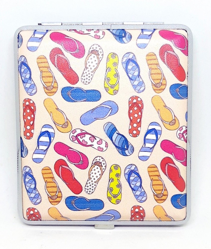RYO Sandals Design Silver Framed PU Leather 100s Size Cigarette Case