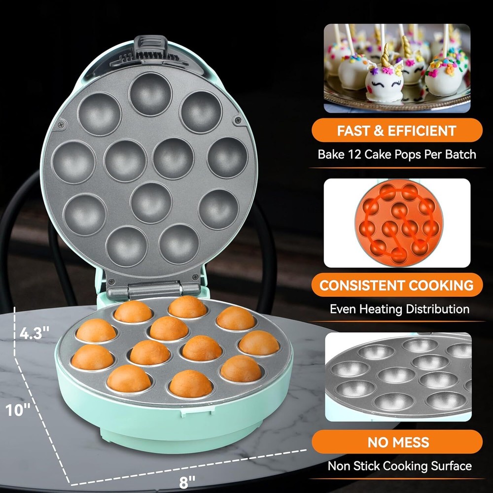 Cake Pop Maker Machine Set with Cake Pop Stand,Sticks & Fork Tool,12 Cake Pops
