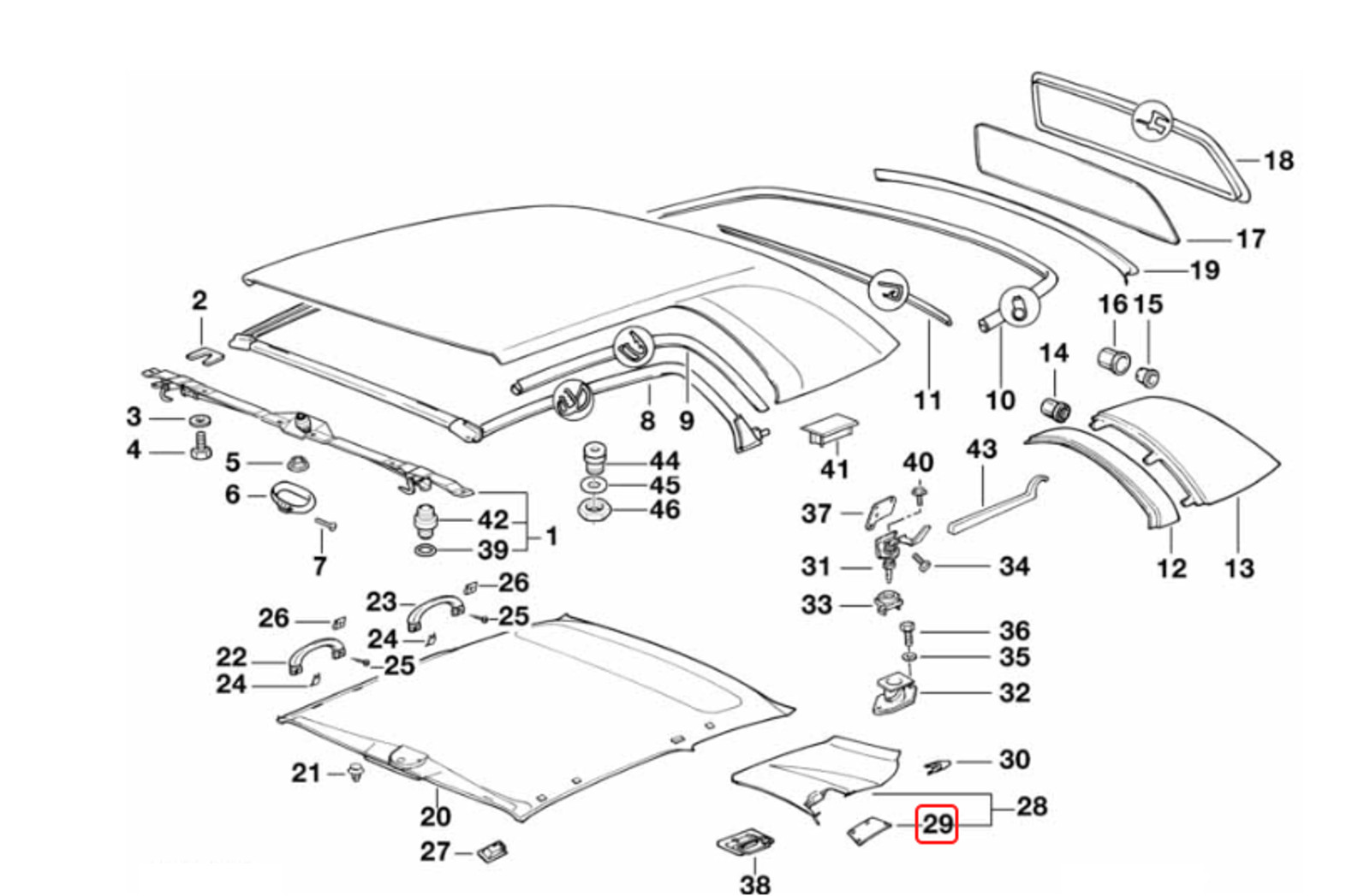 BMW E36 3-Series Convertible Hard Top Trim Covers | Left & Right Set | 1992-1999
