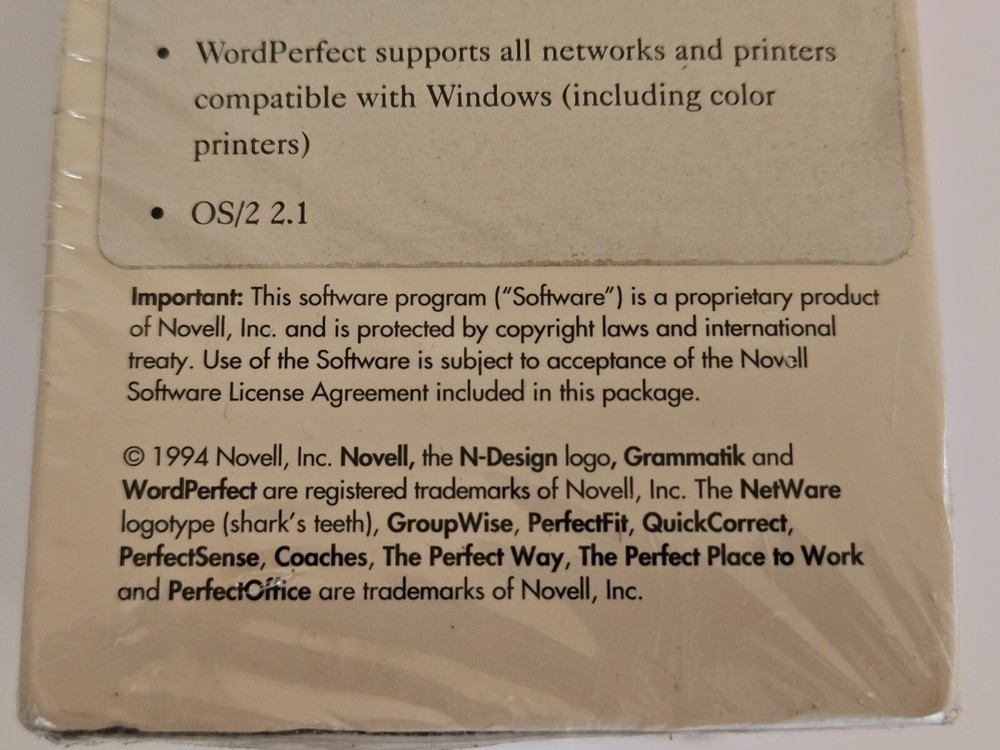 Novell Word Perfect 6.1 Windows Sealed HD Diskettes Word Processor