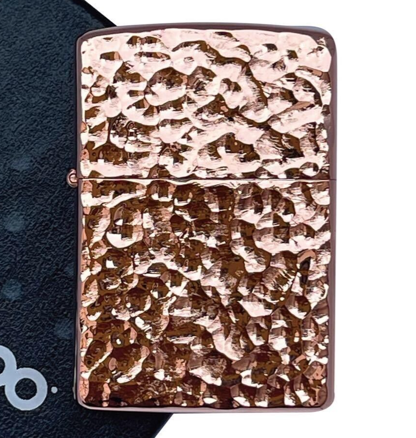 Zippo 2 Sided Processing Hammer Tone Copper Bronze Lighter With Regular Case