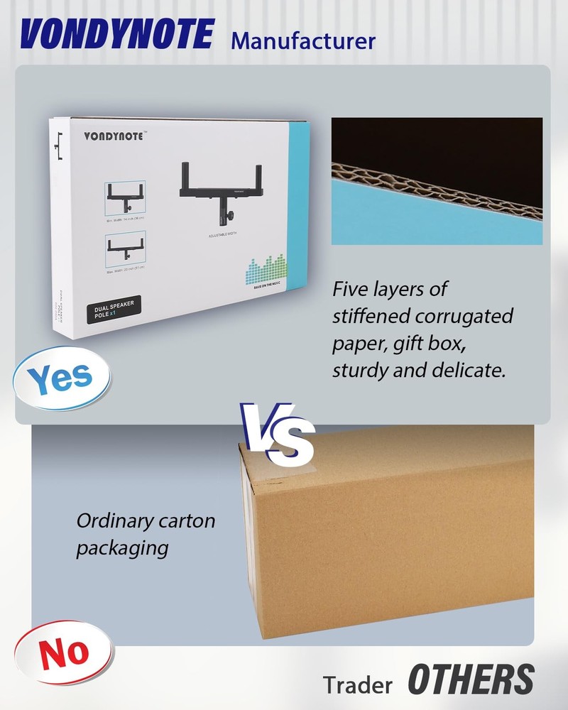 Dual Speaker Mount Bracket Set of 2 - Adjustable Width Forks