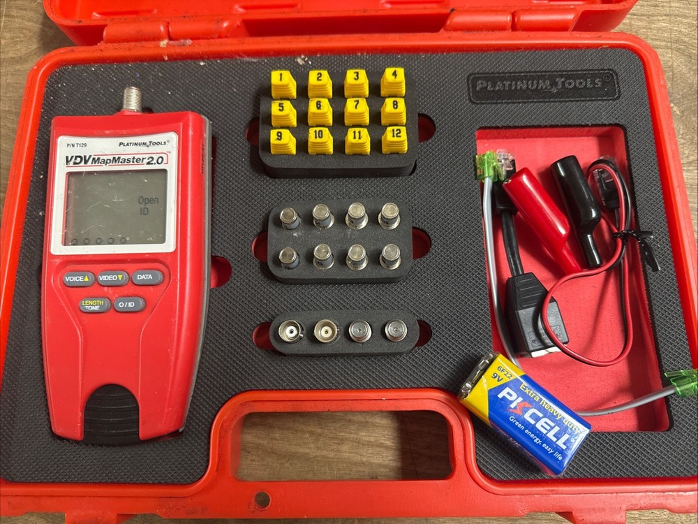 Platinum Tools T129K1 T129 Vdv MapMaster 2.0 cable coaxTester Kit case Good Work