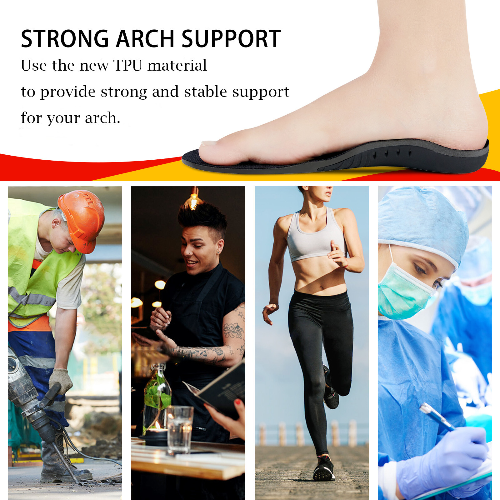 Insoles Plantar Fasciitis Arch Support Orthotic Insole for Men&women