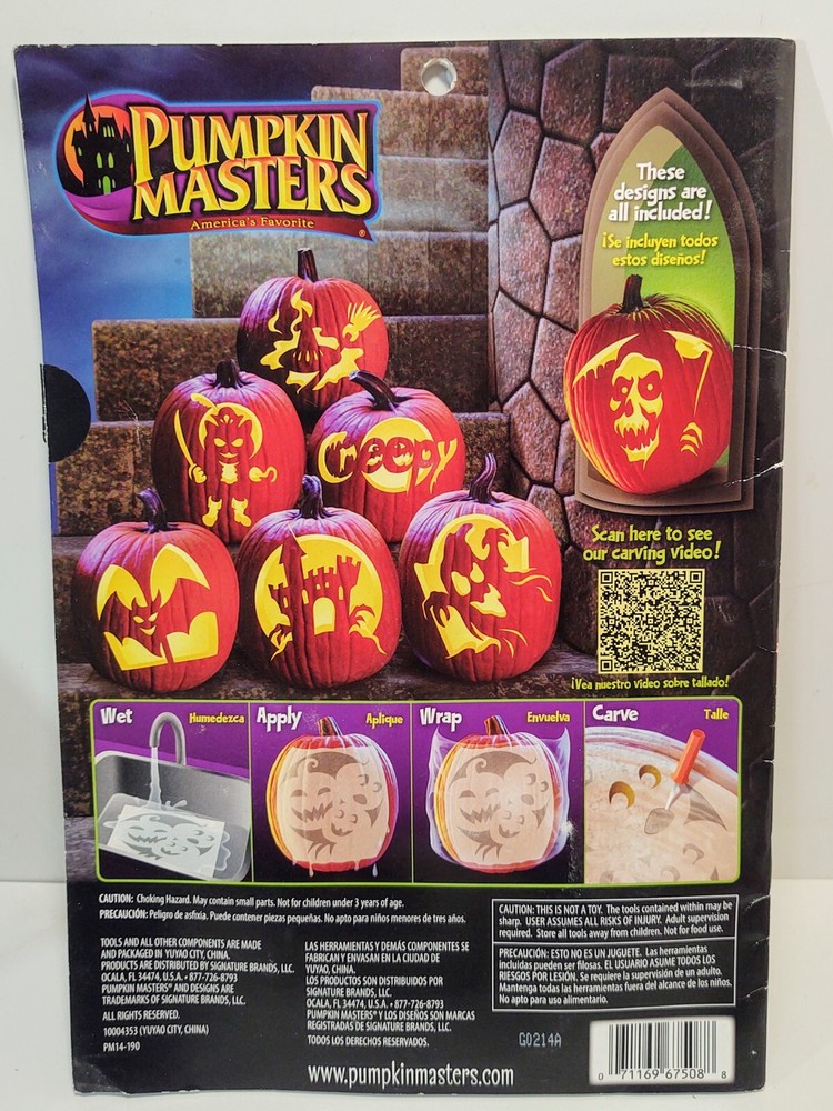 Pumpkin Masters Carving Kit Pattern Book & Pumpkin Pro Stencils & LED Light