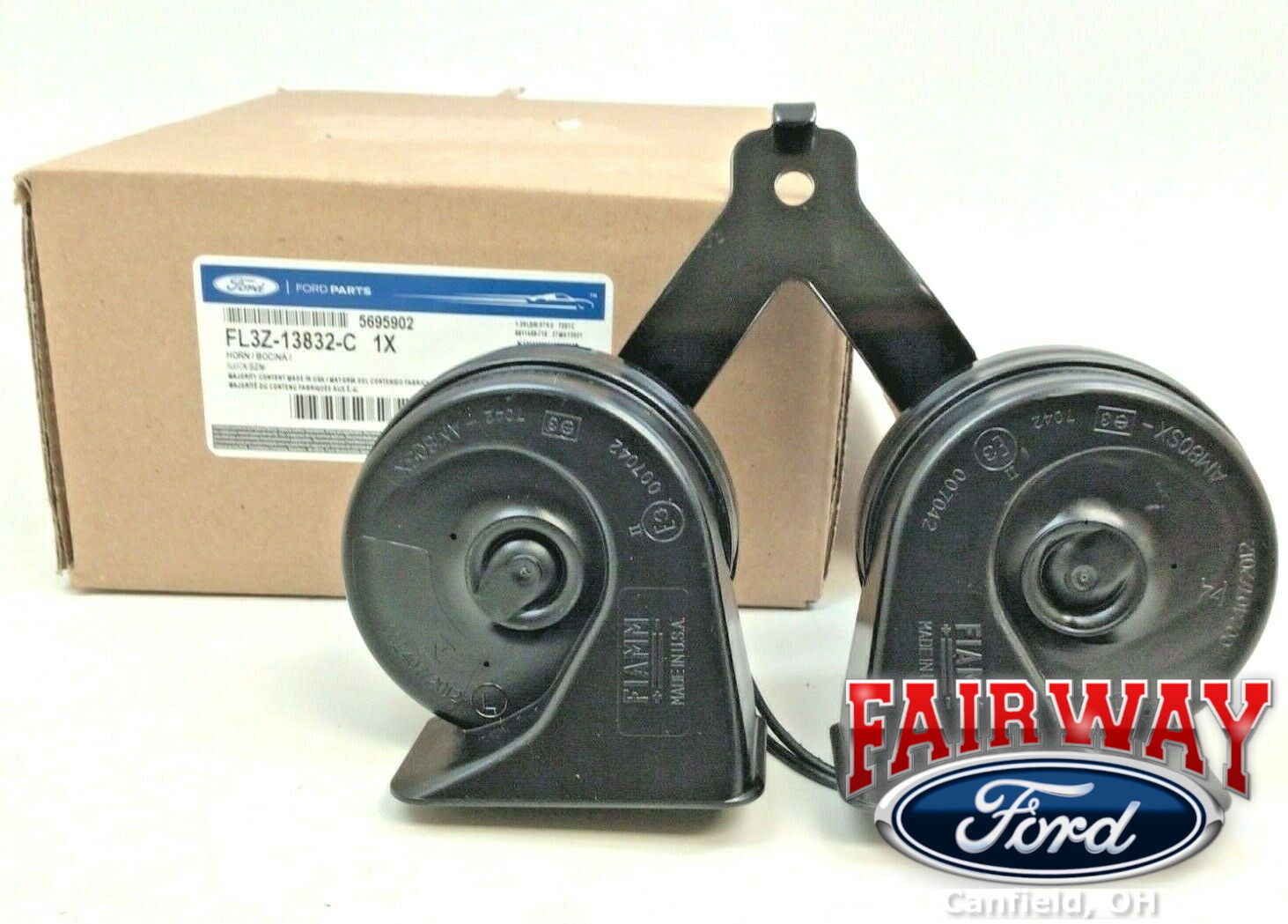 15 thru 20 F-150 OEM Genuine Ford High Low Dual Note Horn w Bracket FL3Z-13832-C