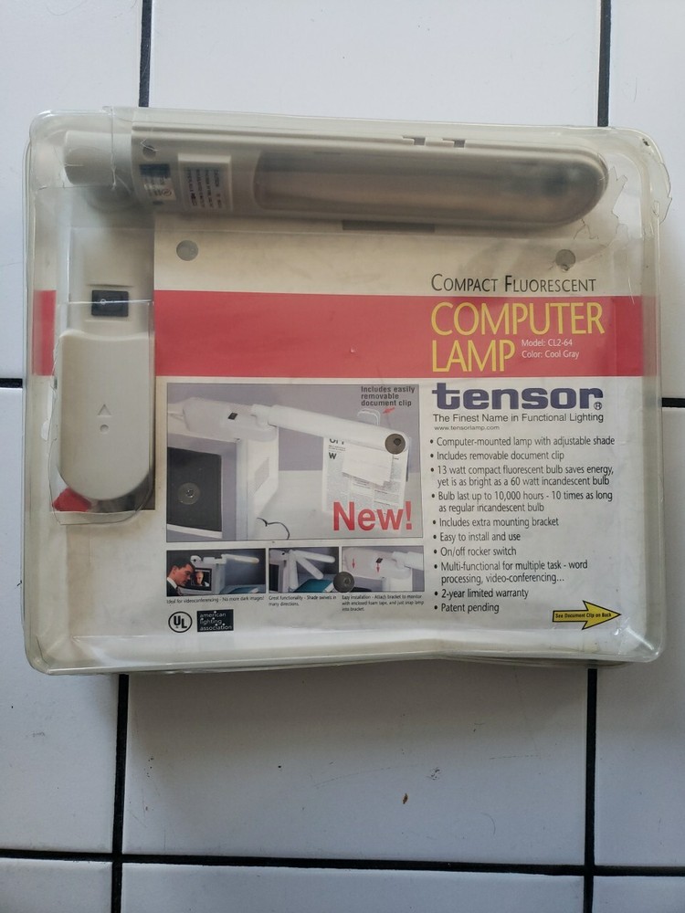 Tensor Computer Lamp Model CL2-64 NEW UNOPENED Dmg Package Only. Cool Gray