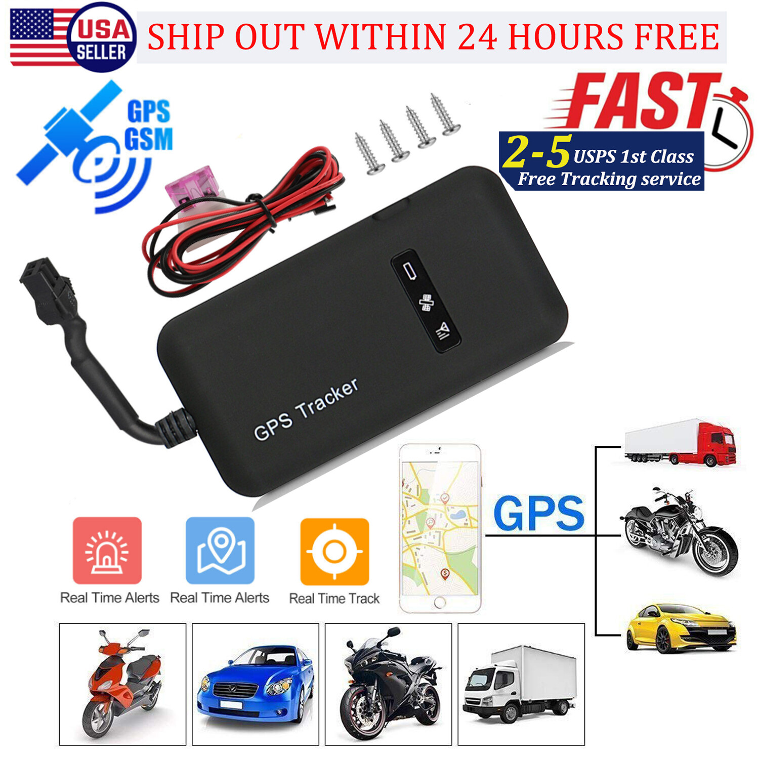 Real-time GPS Tracker Tracking Locator Device GPRS GSM Car/Motorcycle Anti Theft