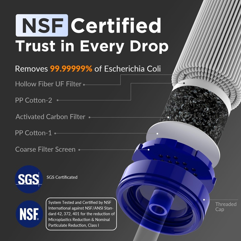 Membrane Solutions Water Filter Squeezable System Purifier Survival Camping