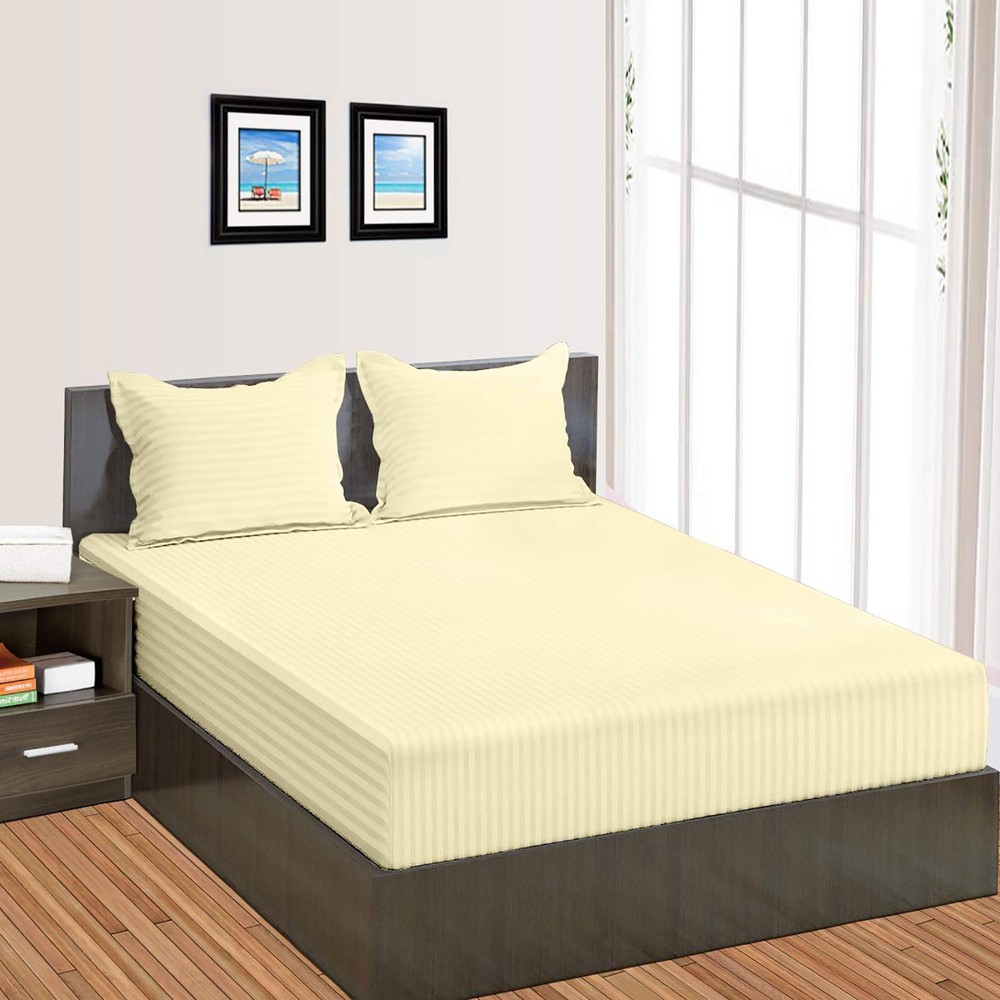 Soft Bedding 1000 - 1200 Thread Count 100% Cotton Ivory Stripe Select Item