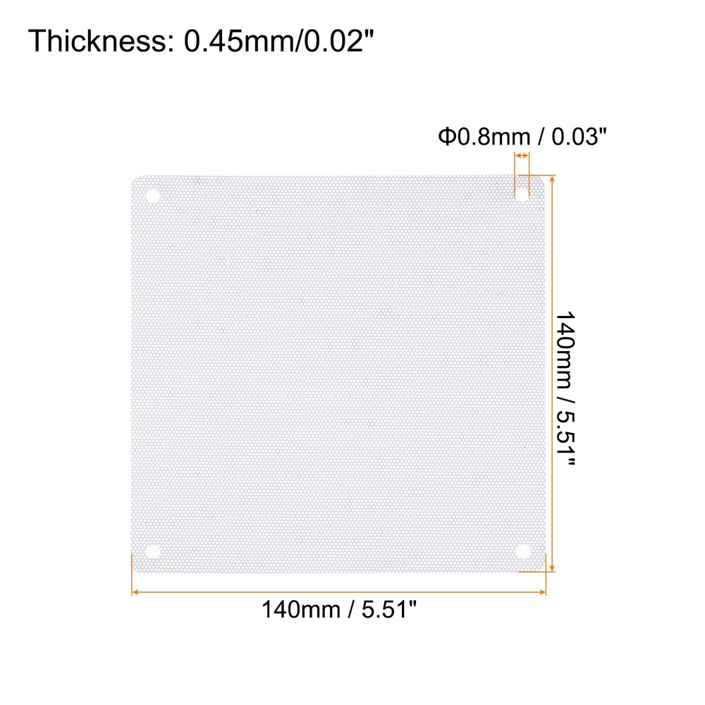 6Pcs PC Dust Filter 140x140mm PVC Computer Case Cooler Dustproof Mesh White