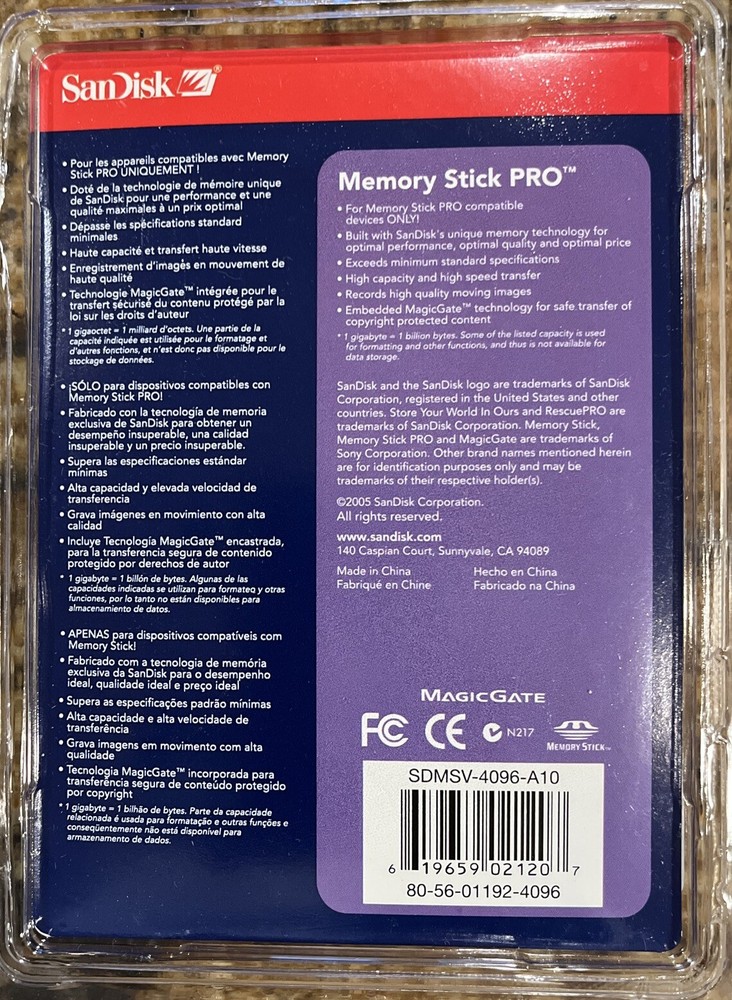 SanDisk 4 GB Memory Stick PRO (SDMSV-4096-A10)