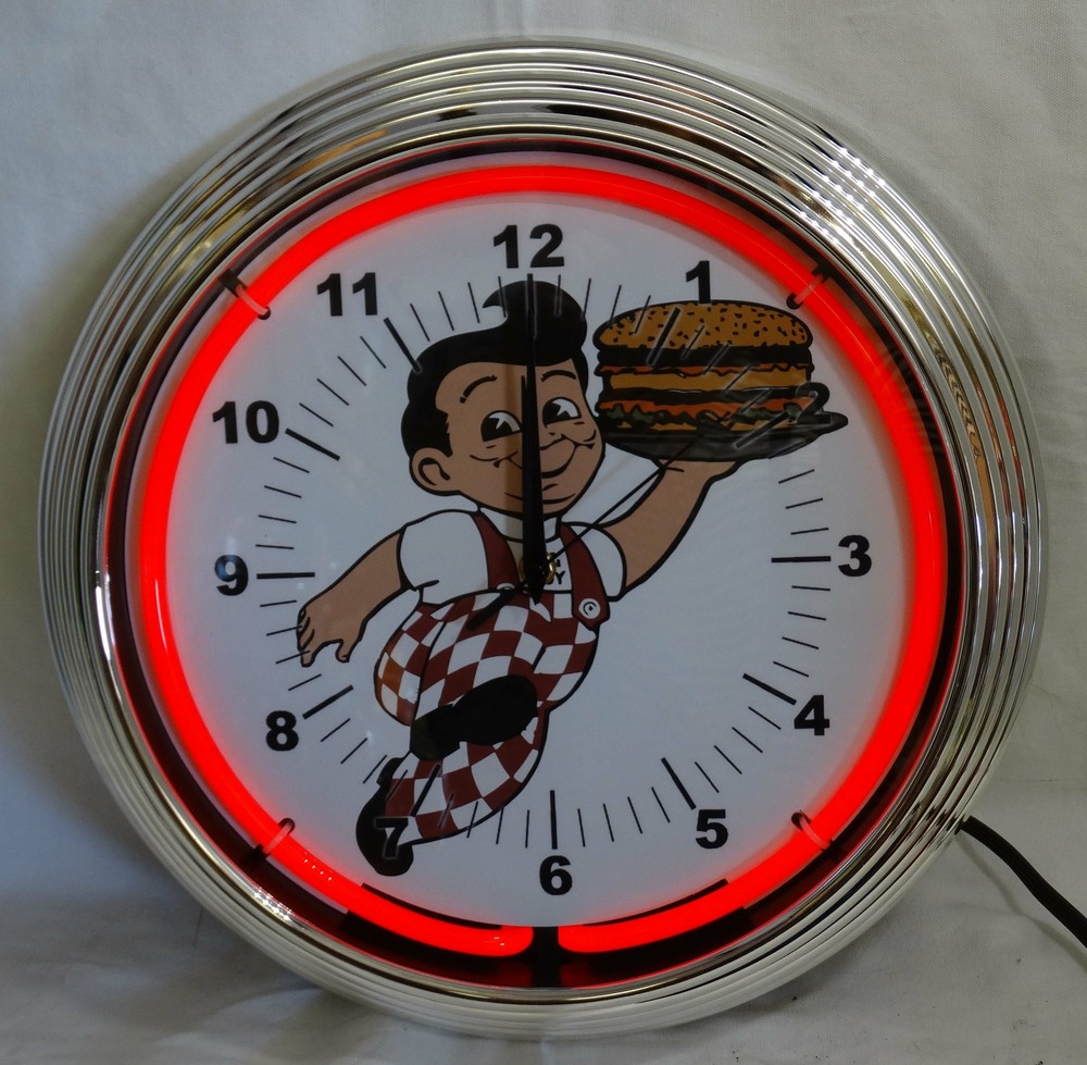 Bob's Big Boy Red Single Neon Clock