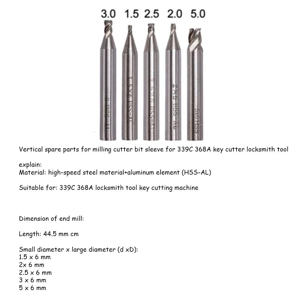 Key Cutting Machine Drill Bits Cutter Set for 368A 339C Vertical Key Machine Par