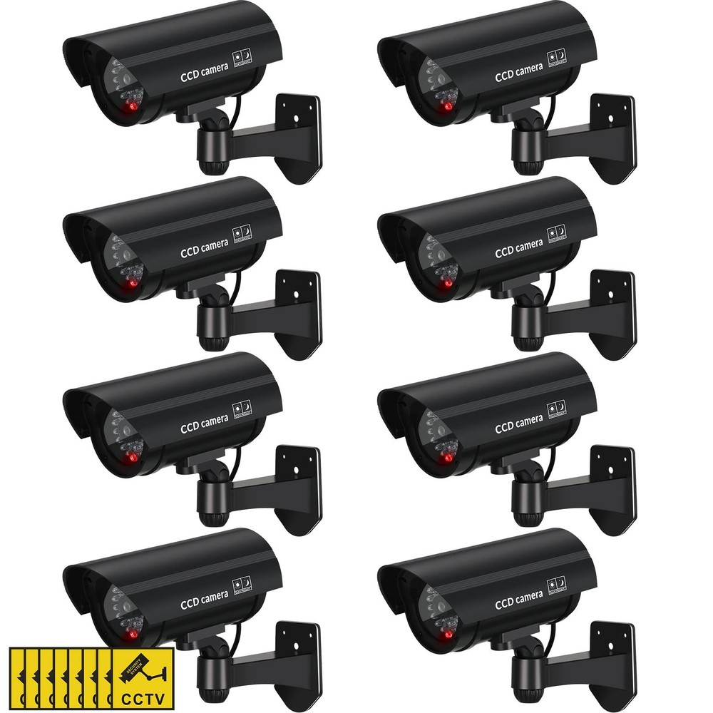 Macarrie 8 Pcs Fake Camera Realistic Dummy Security Plastic Black