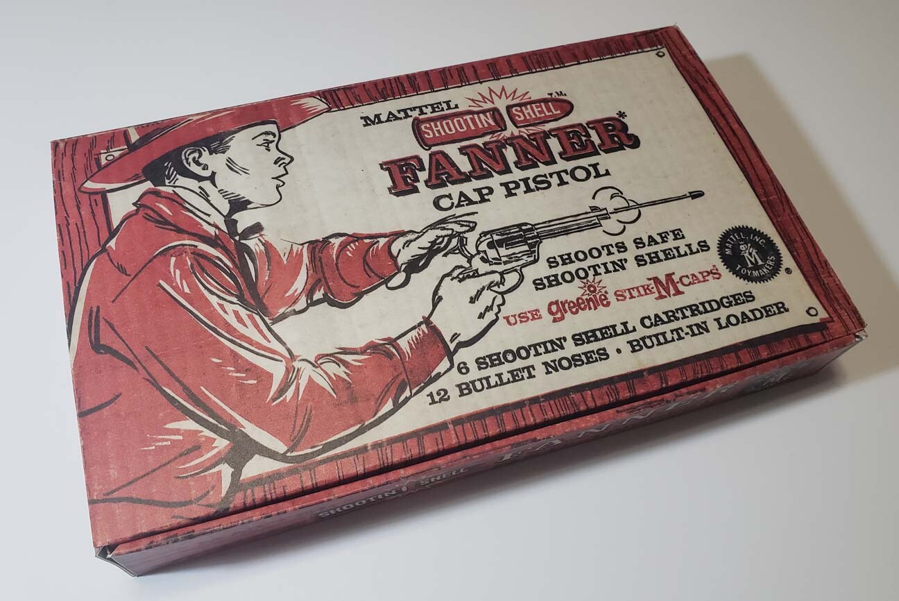 Mattel Shootin Shell Fanner Gun Pistol  Empty Box Only 1958 Type Read