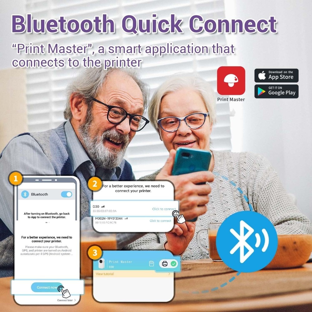 Label Maker Thermal Phomemo D30 Bluetooth Wireless Mini Portable Label Printer