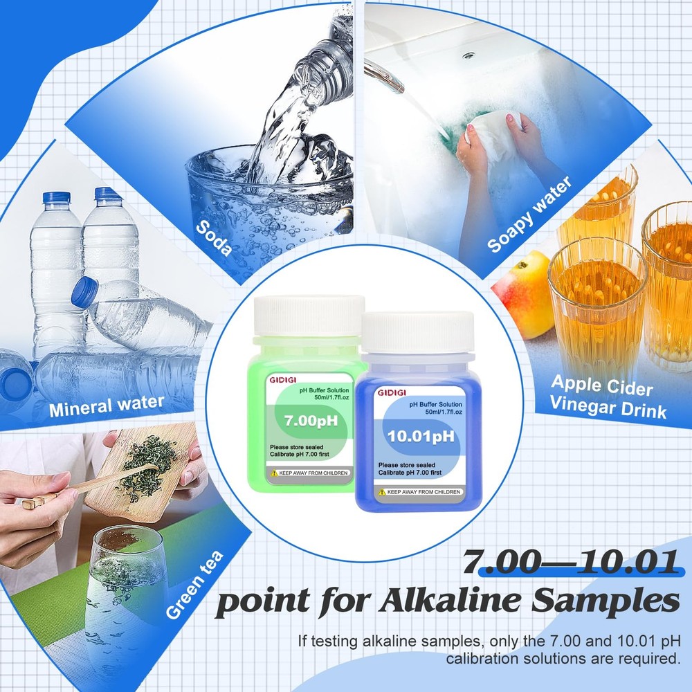 pH Calibration Solution Kit (4,7,10 pH Buffer Solution) & pH Electrode Storag.
