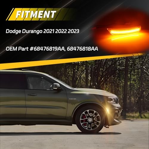 Front Side Marker Light Compatible with Dodge Durango Amber Lens + Amber Light