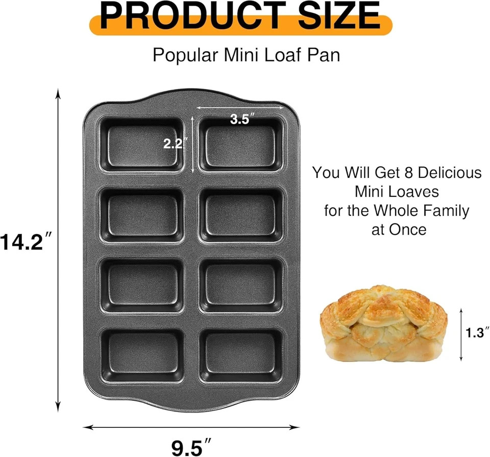 Mini Loaf Baking Pans, Nonstick Small Cornbread Pan, Tiny Banana Bread Pan, Heav