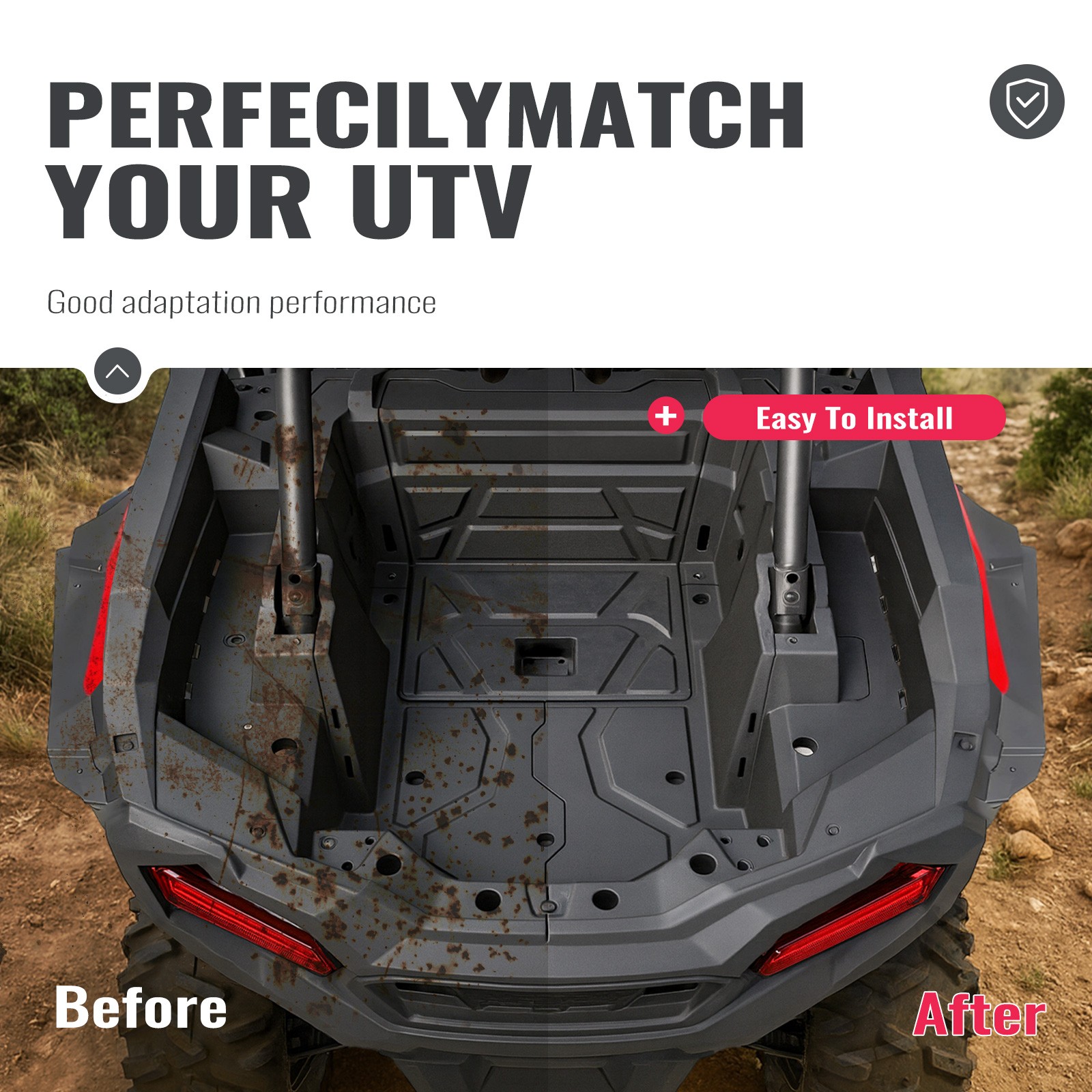 For Polaris RZR XP 1000 2014-2023 Left & Right Textured Rear Bed Box Section