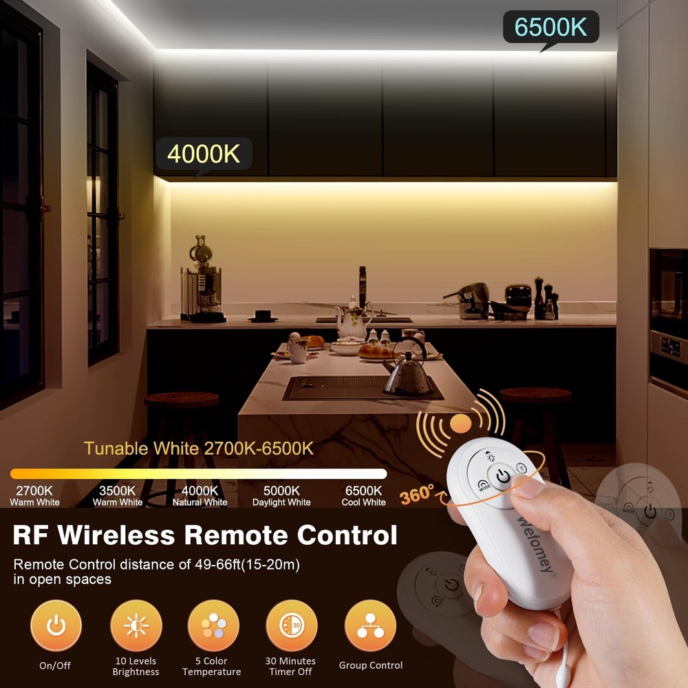 COB LED Strip Light White Dimmable Tunable White 24V Flexible