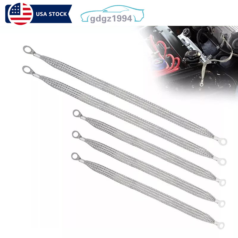 5× Universal Automotive Ground Strap Tinned Copper Car Engine Ground Strap Cable