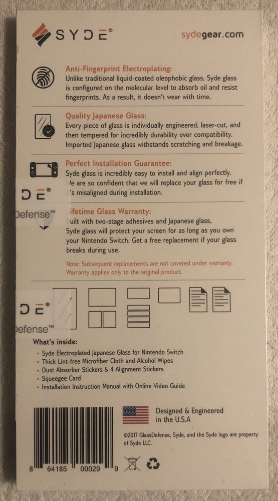 Syde Electroplated Glass Screen Protector For Nintendo Switch