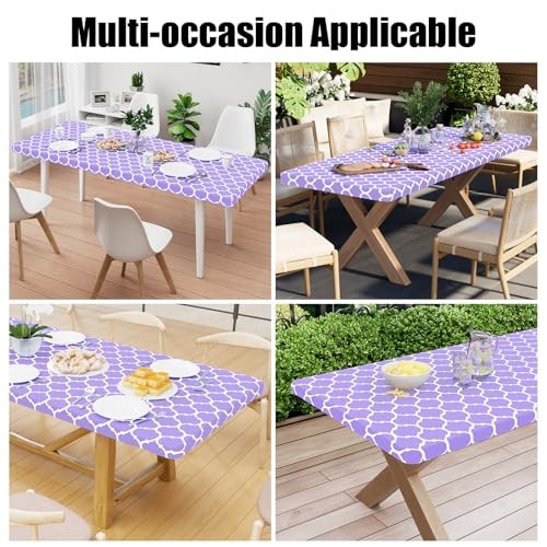 Rectangle Picnic Table Cover, Waterproof Elastic Fitted 30" x 72" Lavender