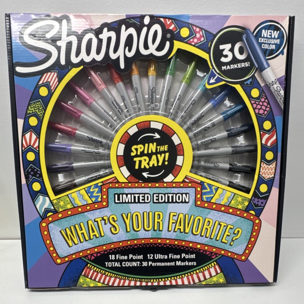 Sharpie 30 Count Limited Edition Pack Permanent Markers Spin The Tray Exclusive