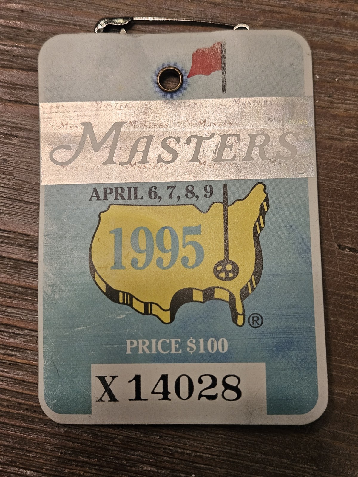 1995 Masters Badge Tiger Woods 1st Masters ANGC