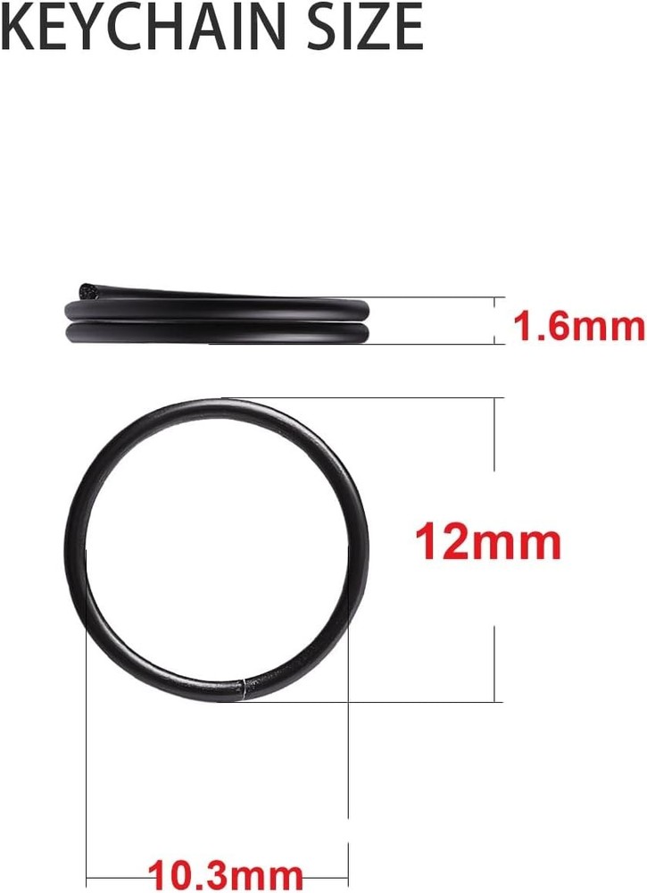 200pcs 12mm Mini Split Jump Ring with Double Loops 12mm, Black