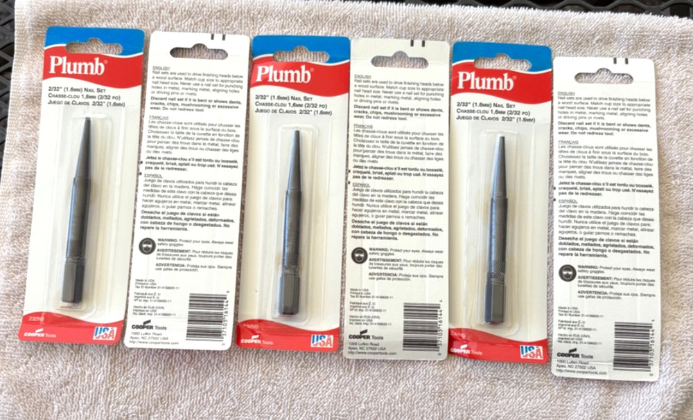 3 PIECES Plumb Nail Punch Set