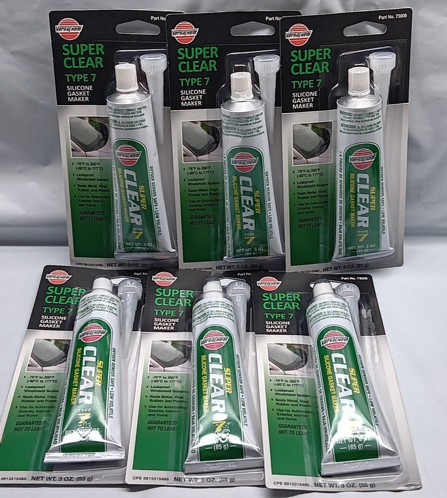 VersaChem Super Clear Silicone Gasket Maker Type 7 Clear 3oz (6 Pack)