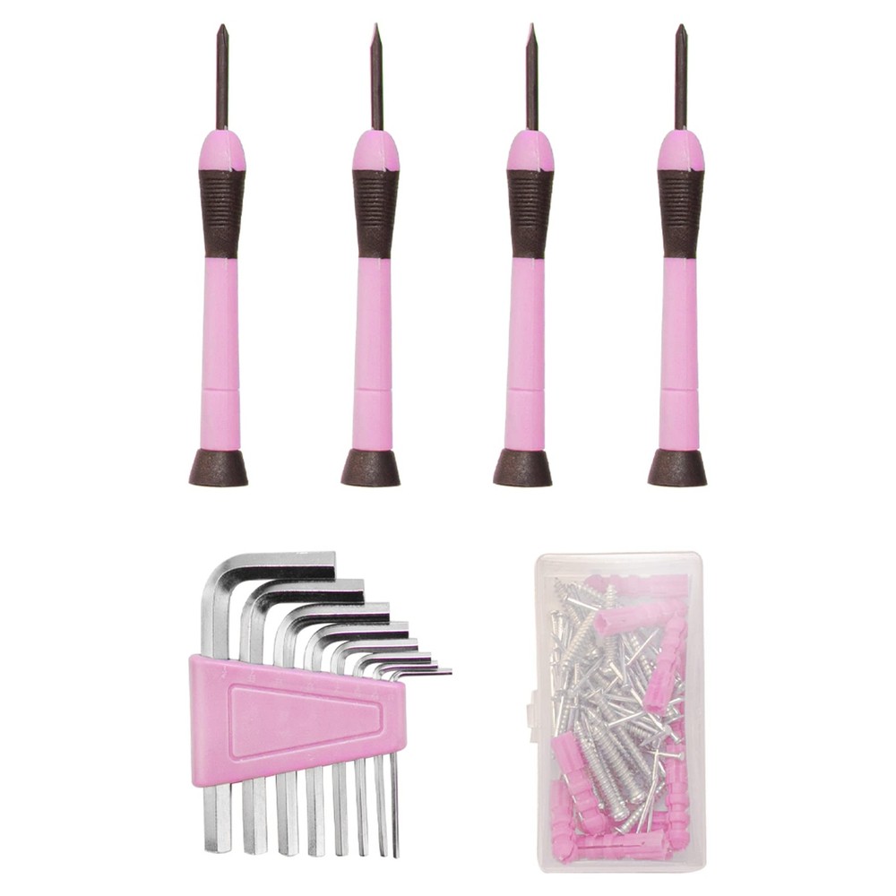 126-Piece Home Tool Set Basic Hand Tools with Storage Case Pink