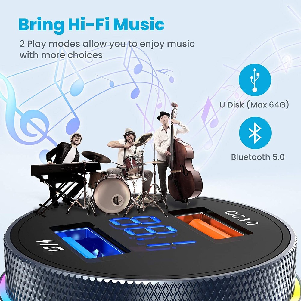 Bluetooth 5.0 Car Wireless FM Transmitter Adapter 2USB QC3.0 Charger Hands-Free