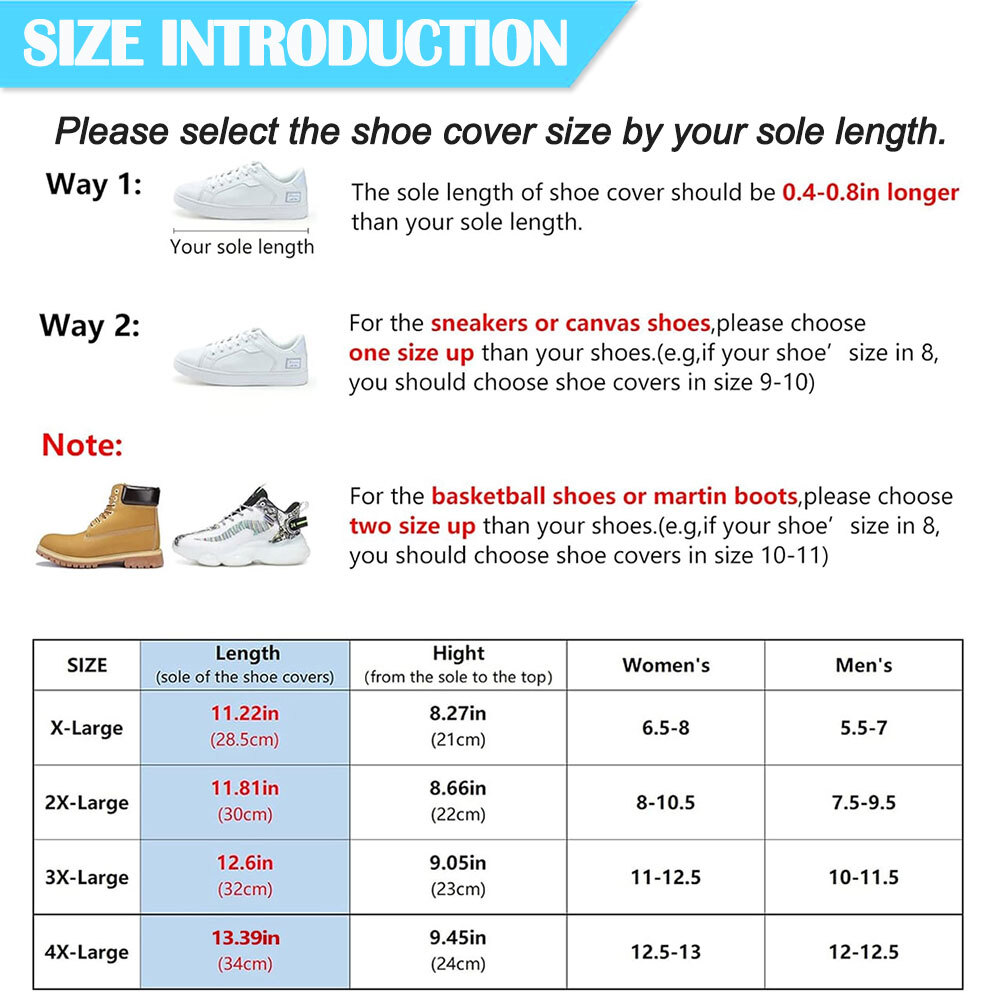 Reusable Rain Shoe Covers Waterproof Zipper Overshoes Boots Anti-Slip Protector