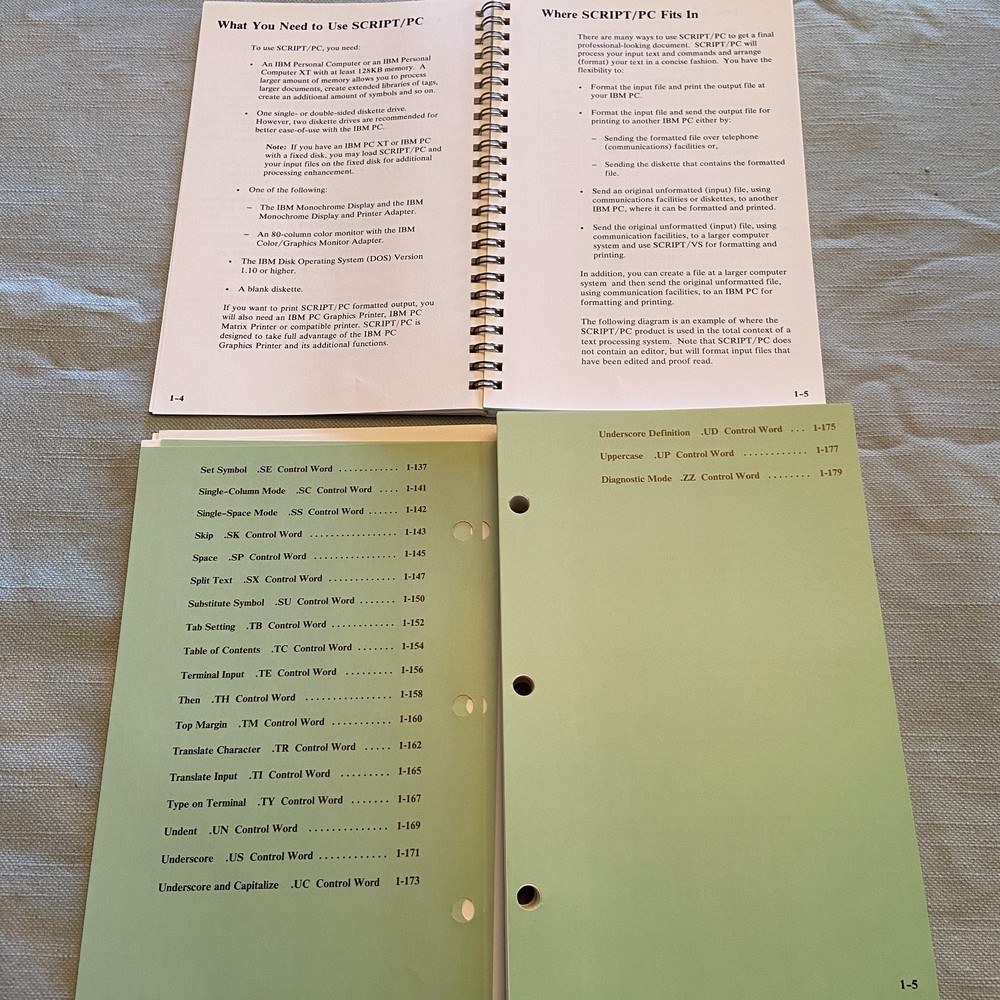IBM Software Script/PC Book 1 2 3 1st Edition 1984 How To Quick Reference Manual