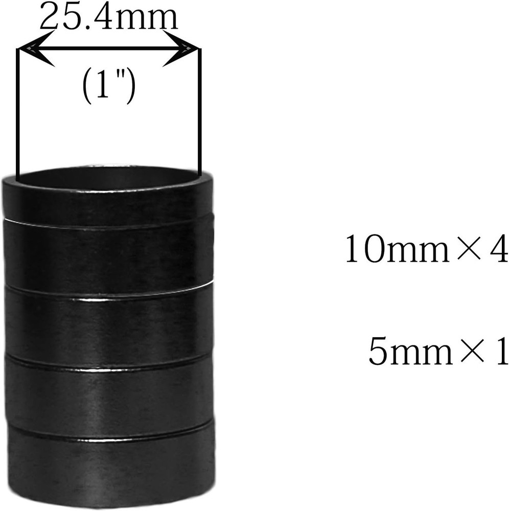 1" Headset Stem Spacers 5PCS Black/Silver