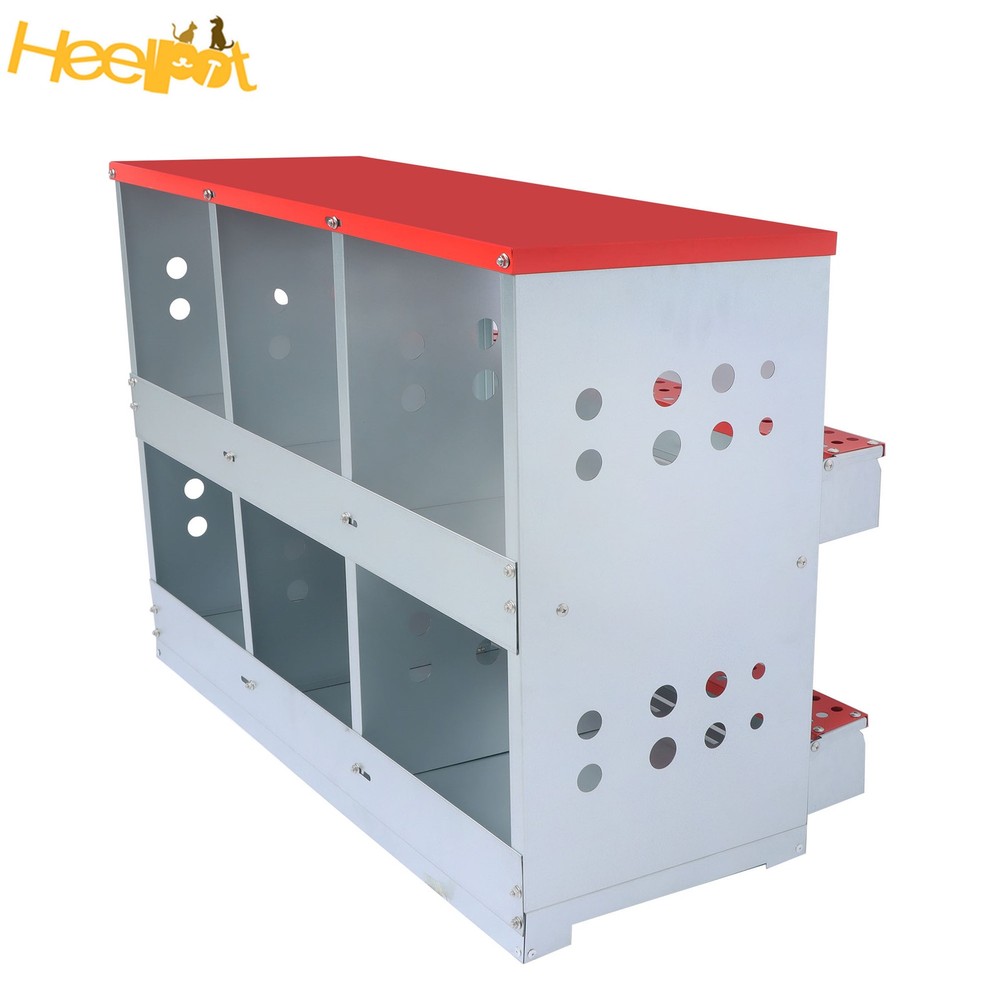 Red 6 Compartments High Quality Materials Chickens Egg Laying Box Nesting Box
