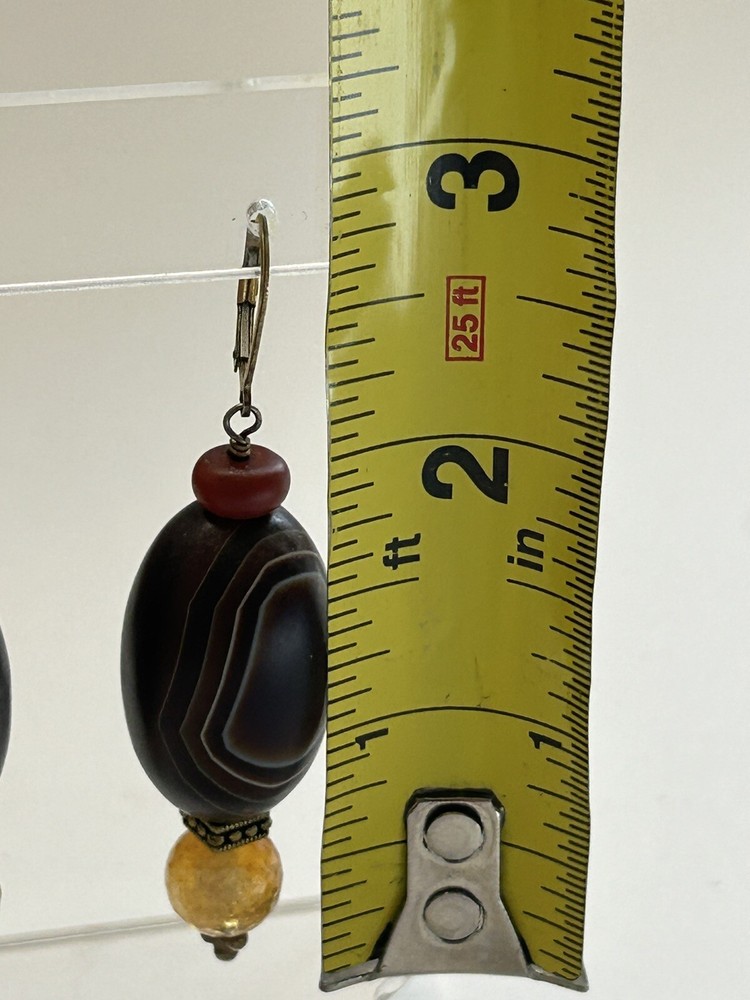 Chunky Tiger Eye Agate Dangling Earrings