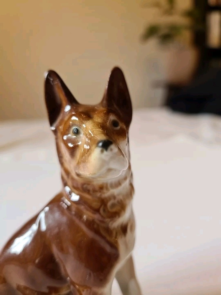 Vintage German Shepherd Ceramic Statue
