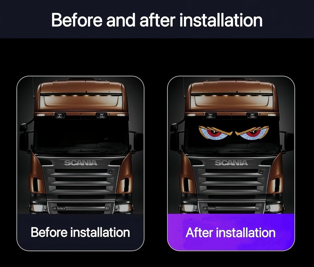 2PCS Car Devil Eyes Light Led Screen DIY Windshield Decorative Light Stickers