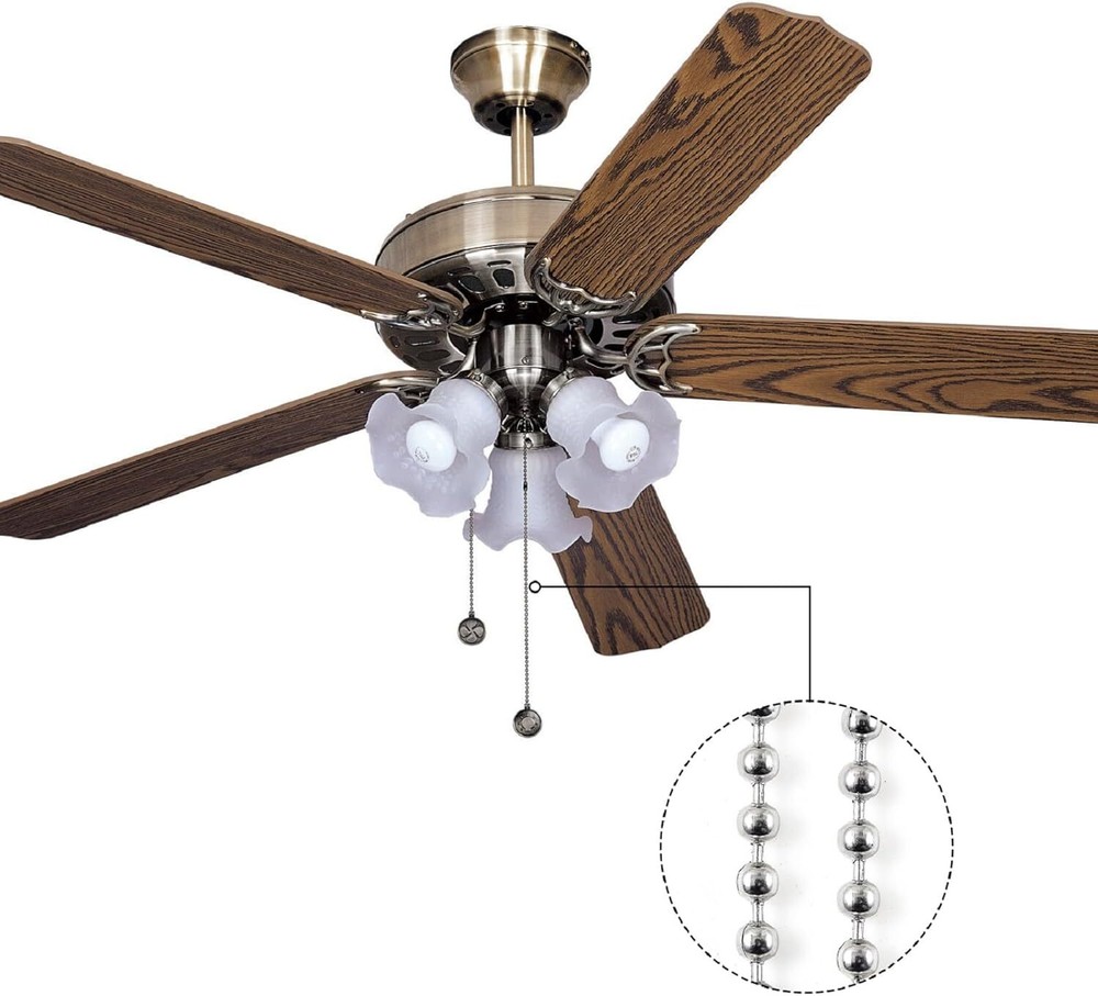 197 Inch Ceiling Fan Pull Chain, Beaded Chains 197 Inch, Silver