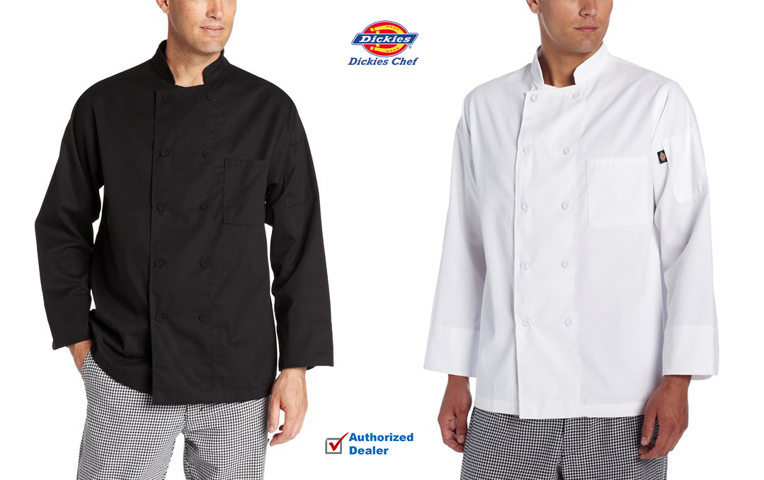 Dickies Chef Coat Long Sleeve with Cloth Covered Buttons DC110