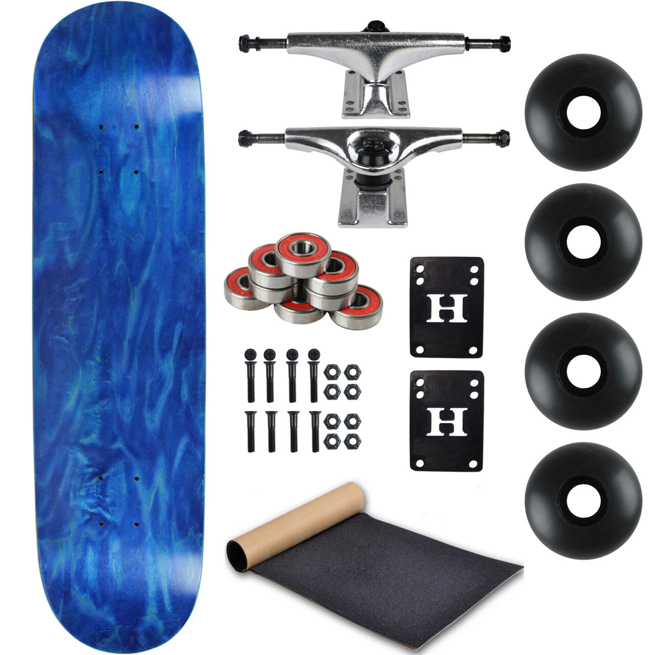 Blank Skateboard Complete 8.25" Blue with Silver Trucks and Black Wheels