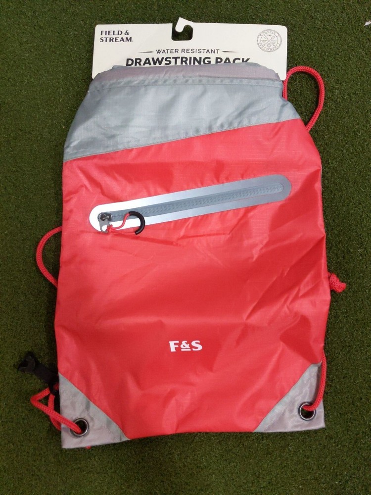 F&S Water Resistant Drawstring Pack, Red/Gray