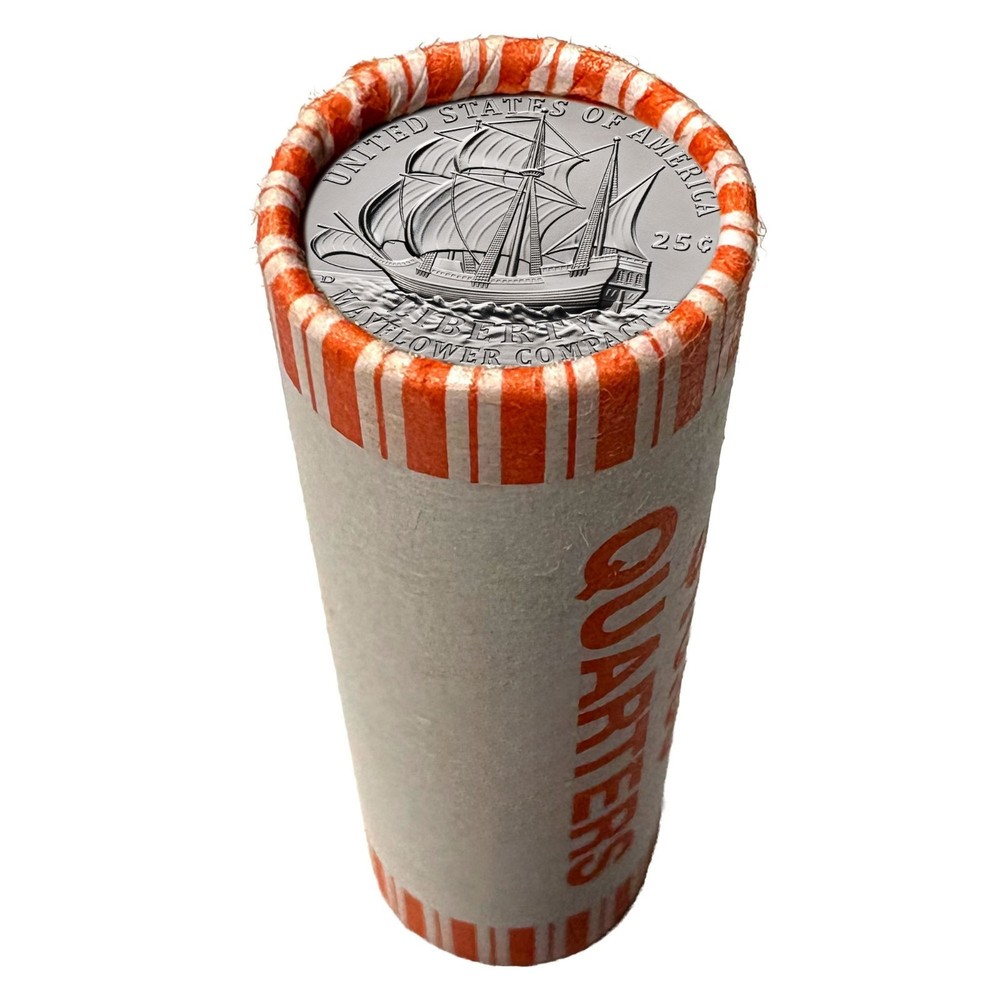 2026 Mayflower Compact Quarter Roll 40 Uncirculated Coins D-Mint - 250th Anniv