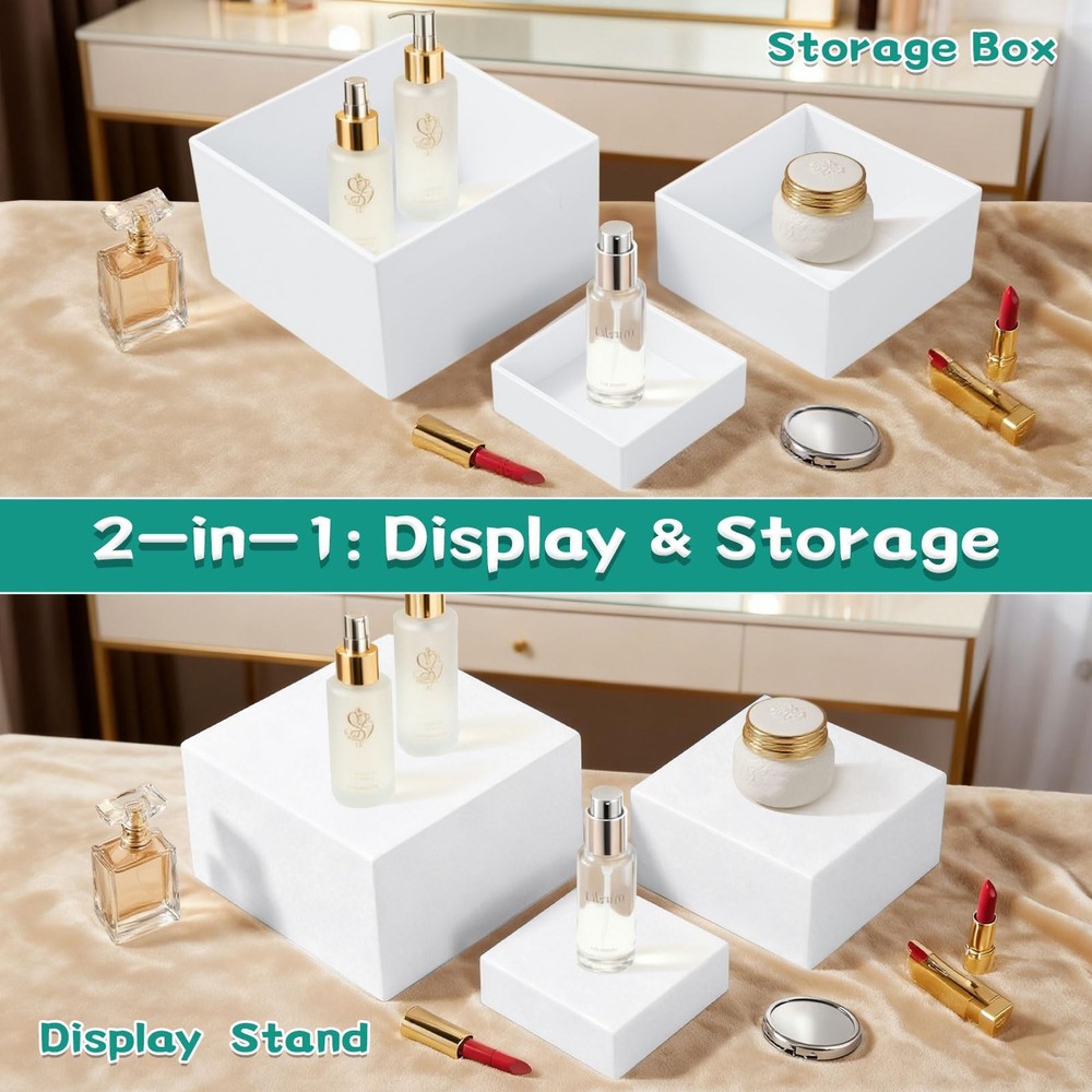6PCS Buffet Risers, White Acrylic Food Display Boxes for Buffet Table, Party ...